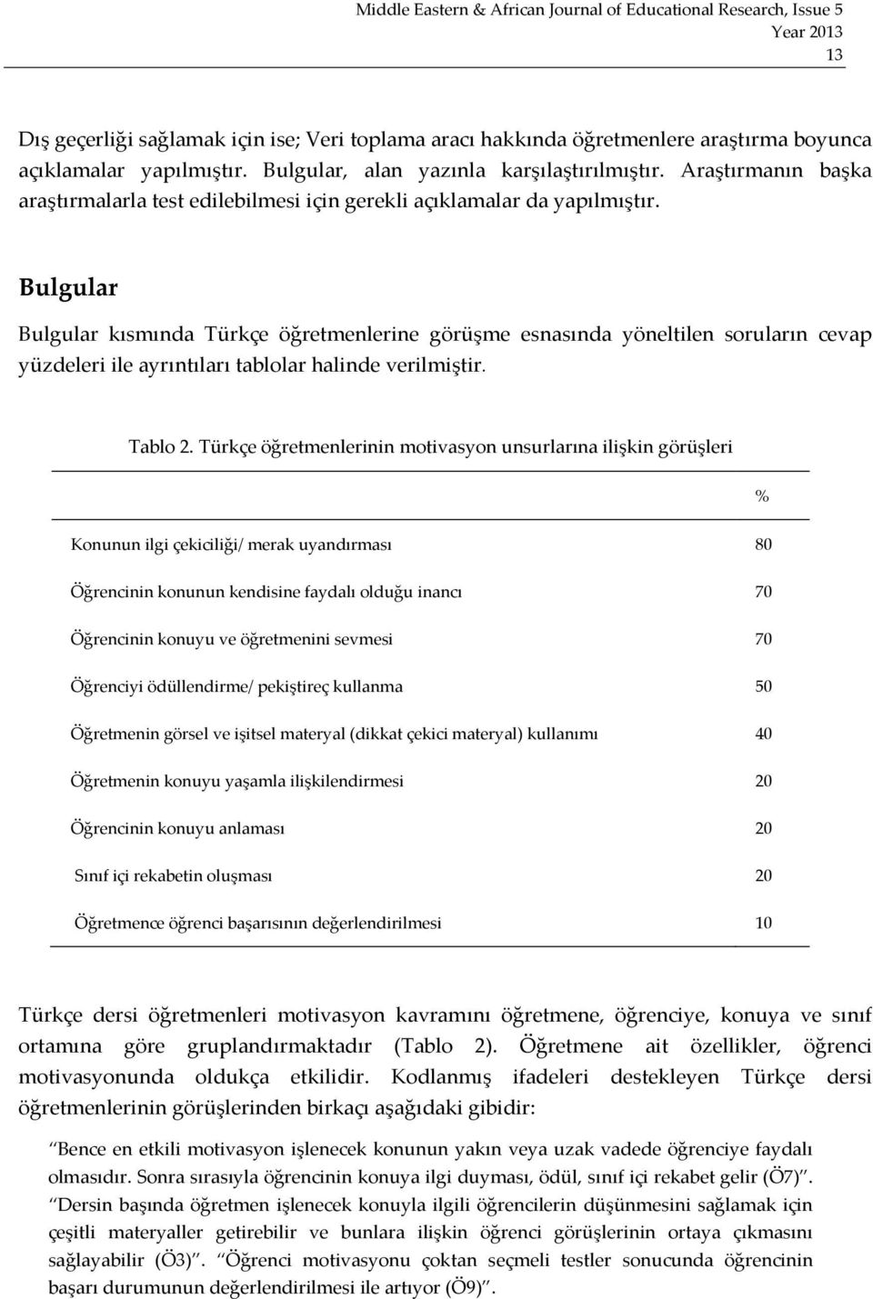 Bulgular Bulgular kısmında Türkçe öğretmenlerine görüşme esnasında yöneltilen soruların cevap yüzdeleri ile ayrıntıları tablolar halinde verilmiştir. Tablo 2.