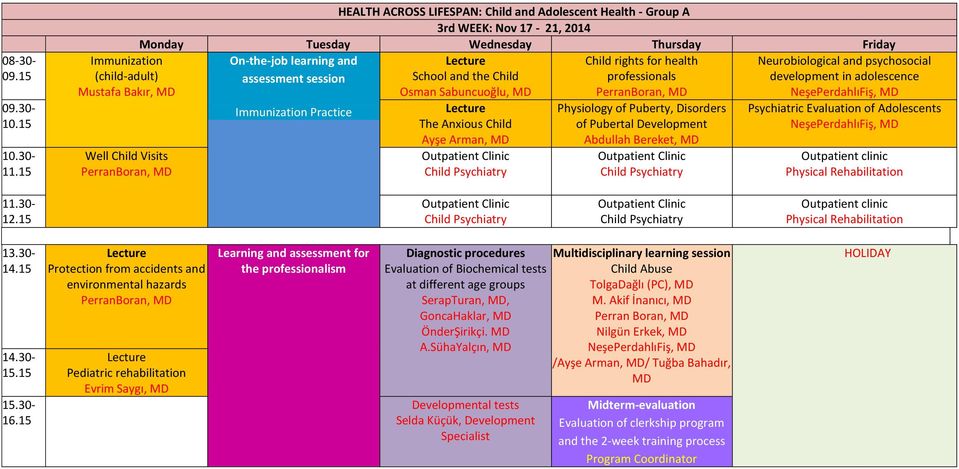 and the Child Osman Sabuncuoğlu, MD The Anxious Child Ayşe Arman, MD Outpatient Clinic Child Psychiatry Child rights for health professionals PerranBoran, MD Physiology of Puberty, Disorders of