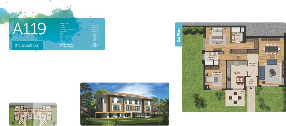 4,38 m 2 3,64 m 2 6,44 m 2 4,80 m 2 Kat Planı 2+1 BAHÇE