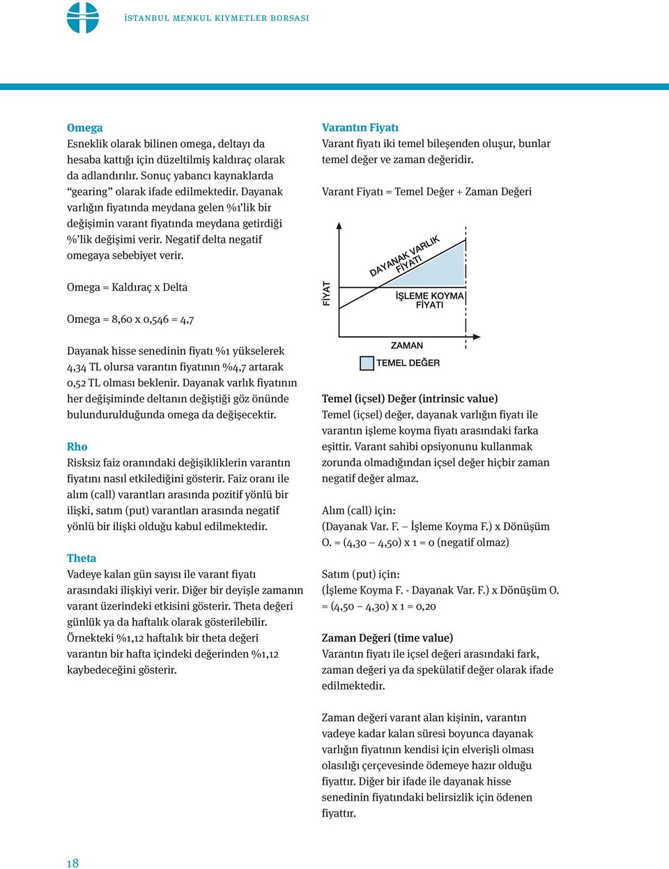 Negatif delta negatif omegaya sebebiyet verir. Varantın Fiyatı Varant fiyatı iki temel bileşenden oluşur, bunlar temel değer ve zaman değeridir.