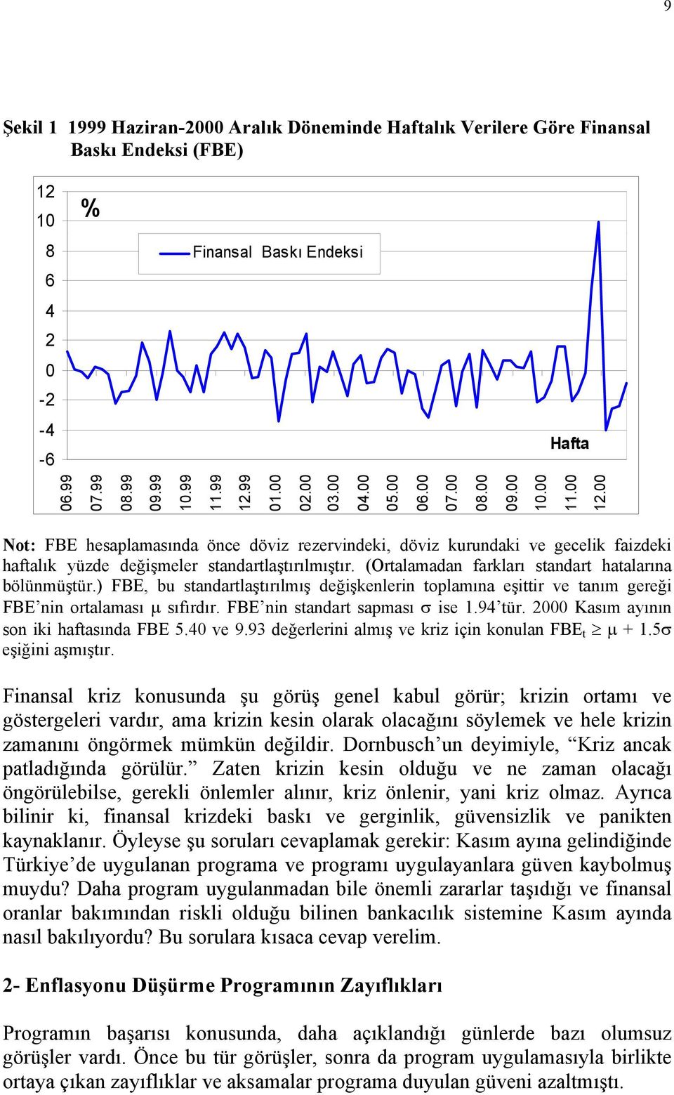 00 Not: FBE hesaplamasında önce döviz rezervindeki, döviz kurundaki ve gecelik faizdeki haftalık yüzde değişmeler standartlaştırılmıştır. (Ortalamadan farkları standart hatalarına bölünmüştür.