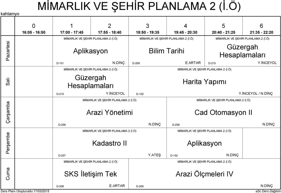 İNCEYOL Güzergah Hesaplamaları Harita Yapımı D- Y.İNCEYOL D- Y.