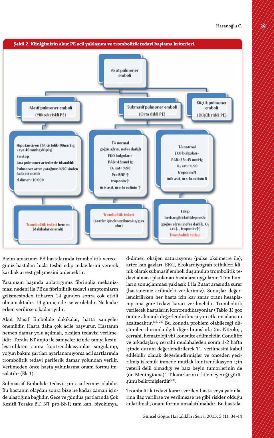 Yazımızın başında anlattığımız fibrinoliz mekanizması nedeni ile PE de fibrinilitik tedavi semptomların gelişmesinden itibaren 14 günden sonra çok etkili olmamaktadır. 14 gün içinde ise verilebilir.