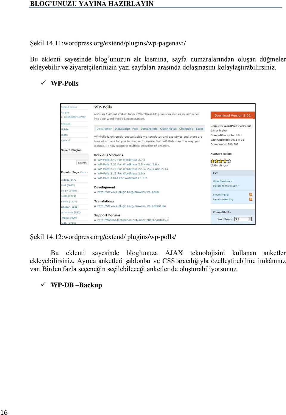 ziyaretçilerinizin yazı sayfaları arasında dolaģmasını kolaylaģtırabilirsiniz. WP-Polls ġekil 14.12:wordpress.