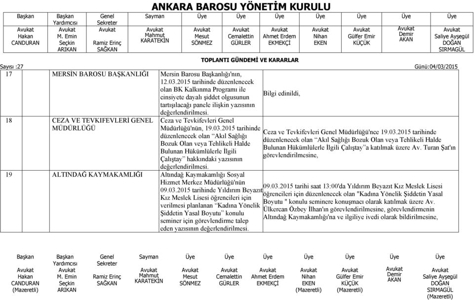 Tevkifevleri Müdürlüğü'nün, 19.03.