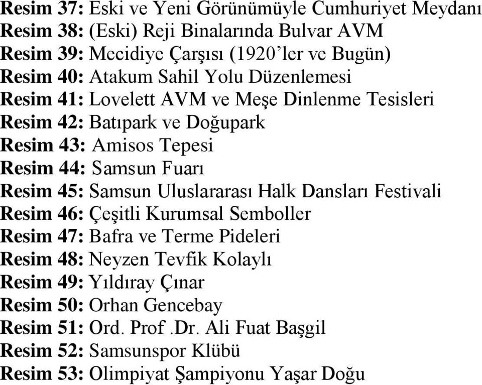 Fuarı Resim 45: Samsun Uluslararası Halk Dansları Festivali Resim 46: Çeşitli Kurumsal Semboller Resim 47: Bafra ve Terme Pideleri Resim 48: Neyzen Tevfik