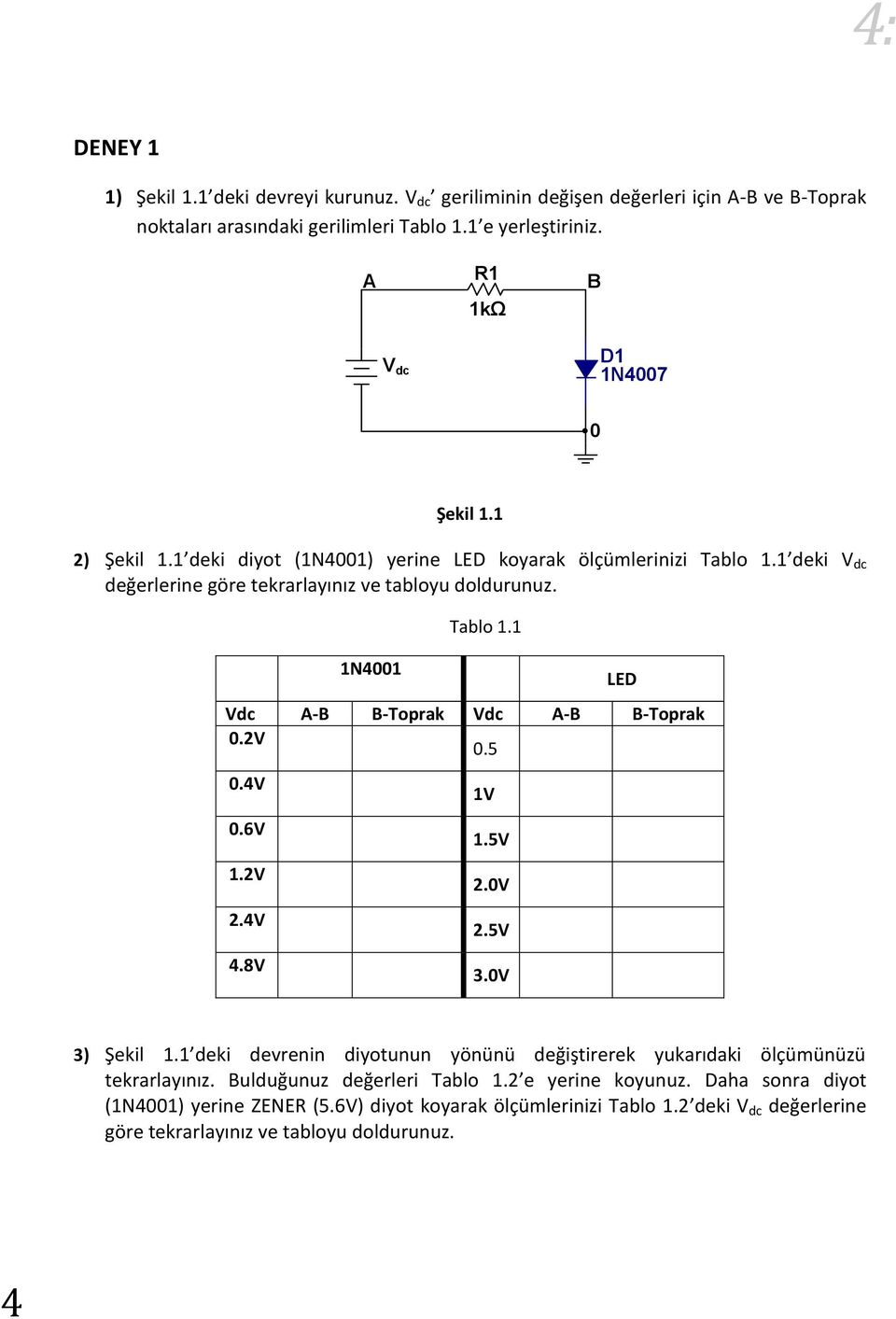 1N41 Tablo 1.1 LED Vdc A-B B-Toprak Vdc A-B B-Toprak.2V.5.4V.6V 1.2V 2.4V 4.8V 1V 1.5V 2.V 2.5V 3.V 3) Şekil 1.