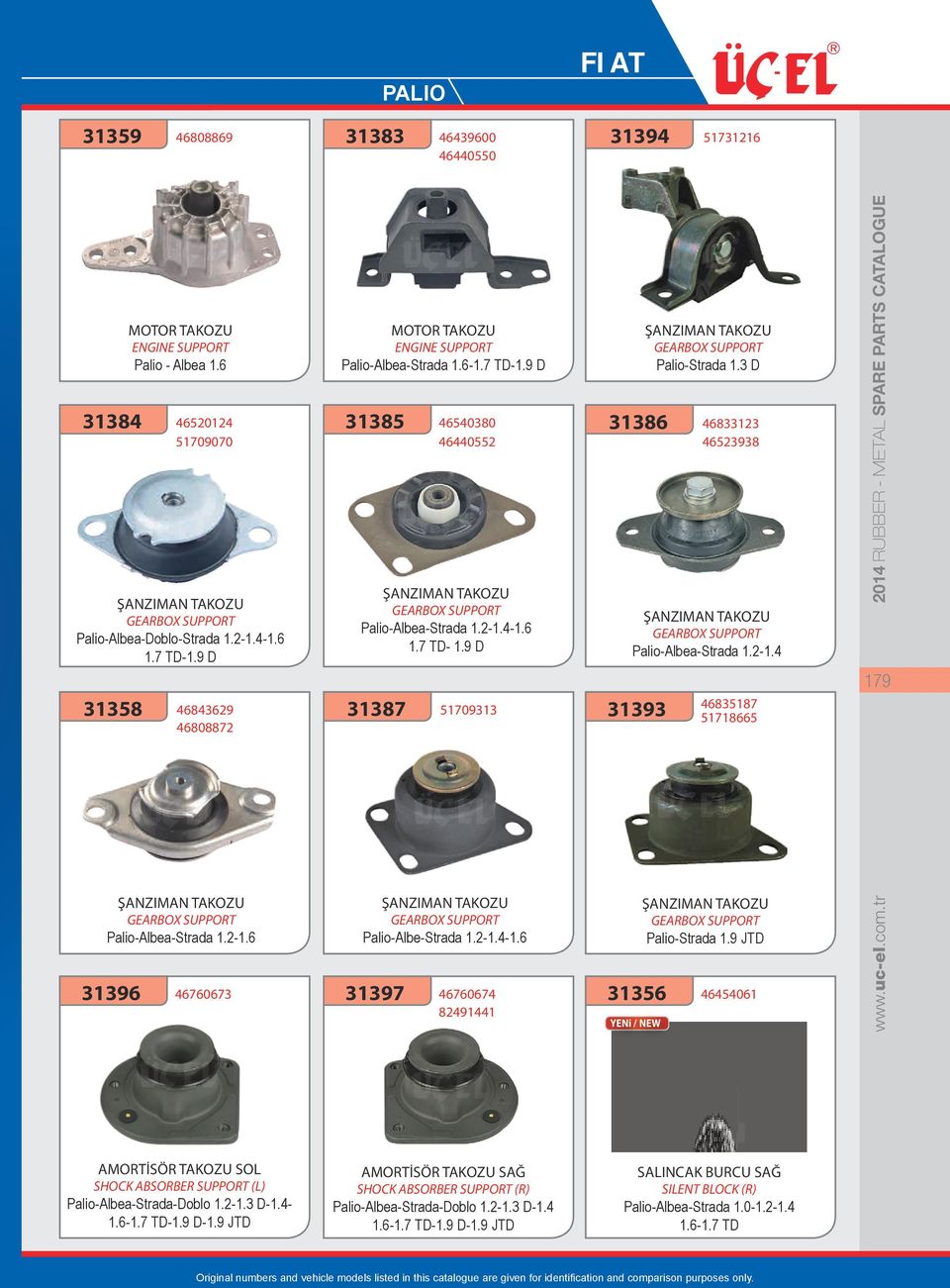 9 D 31385 46540380 46440552 ŞANZIMAN TAKOZU GEARBOX SUPPORT Palio-Albea-Strada 1.2-1.4-1.6 1.7 TD- 1.9 D 31387 46760673 31397 31386 51709313 31393 ŞANZIMAN TAKOZU GEARBOX SUPPORT Palio-Albe-Strada 1.