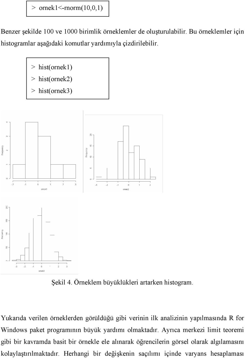 Örneklem büyüklükleri artarken histogram.