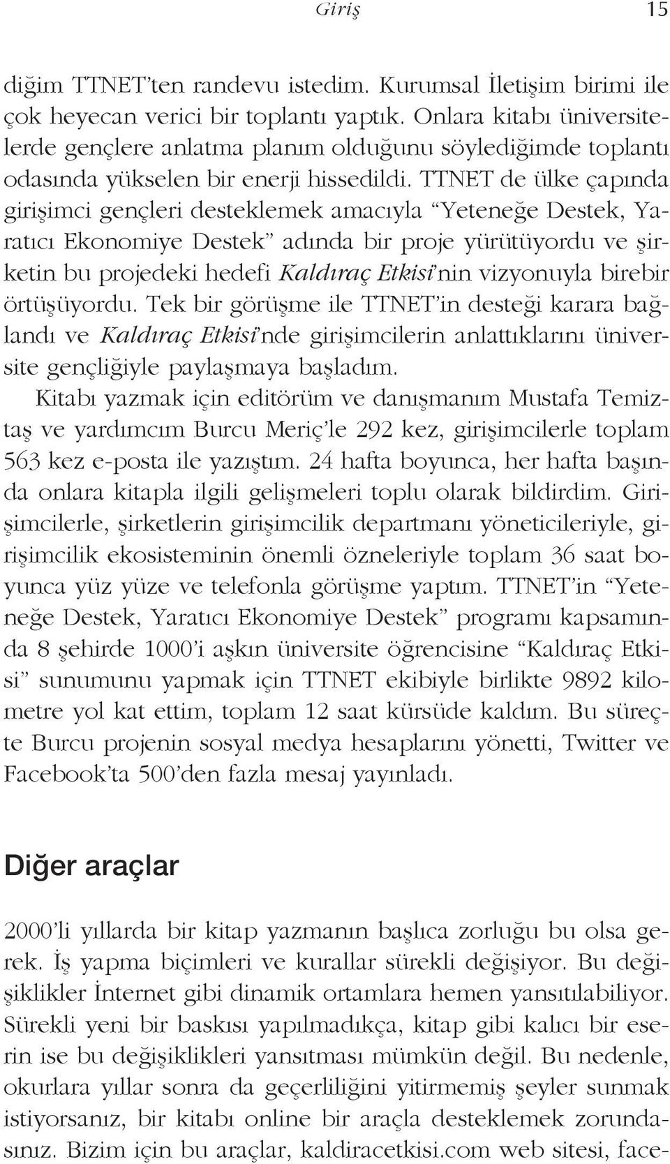 TTNET de ülke çapında girişimci gençleri desteklemek amacıyla Yeteneğe Destek, Yaratıcı Ekonomiye Destek adında bir proje yürütüyordu ve şirketin bu projedeki hedefi Kaldıraç Etkisi nin vizyonuyla