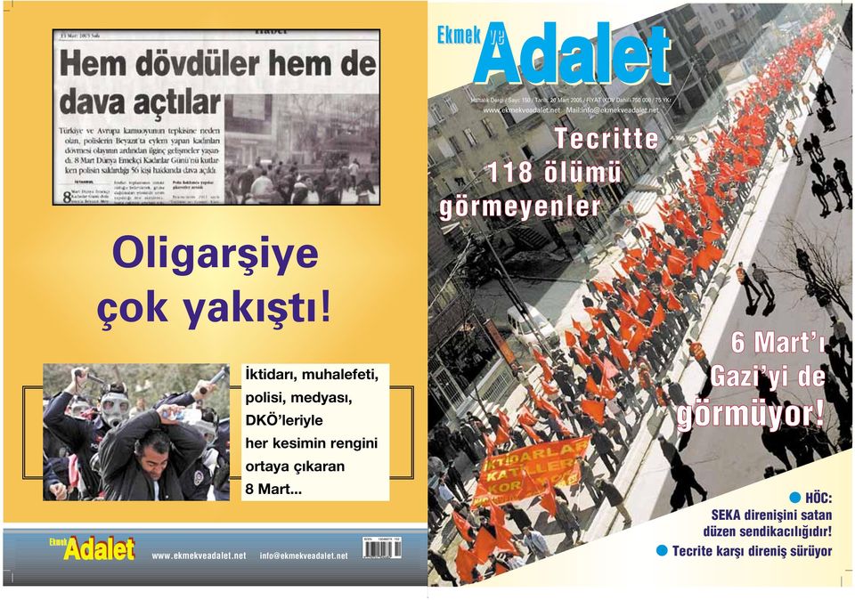 www.ekmekveadalet.net ktidar, muhalefeti, polisi, medyas, DKÖ leriyle her kesimin rengini ortaya ç karan 8 Mart.