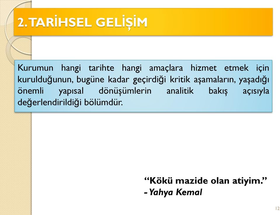 aşamaların, yaşadığı önemli yapısal dönüşümlerin analitik bakış