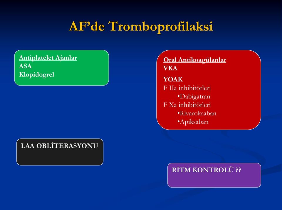 inhibitörleri Dabigatran F Xa inhibitörleri