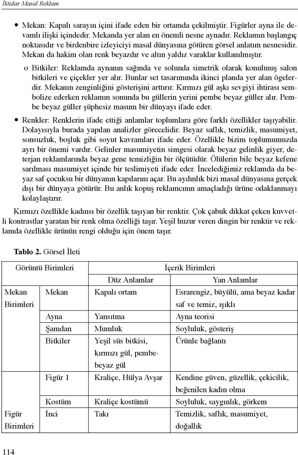 o Bitkiler: Reklamda aynanõn sağõnda ve solunda simetrik olarak konulmuş salon bitkileri ve çiçekler yer alõr. Bunlar set tasarõmõnda ikinci planda yer alan ögelerdir.