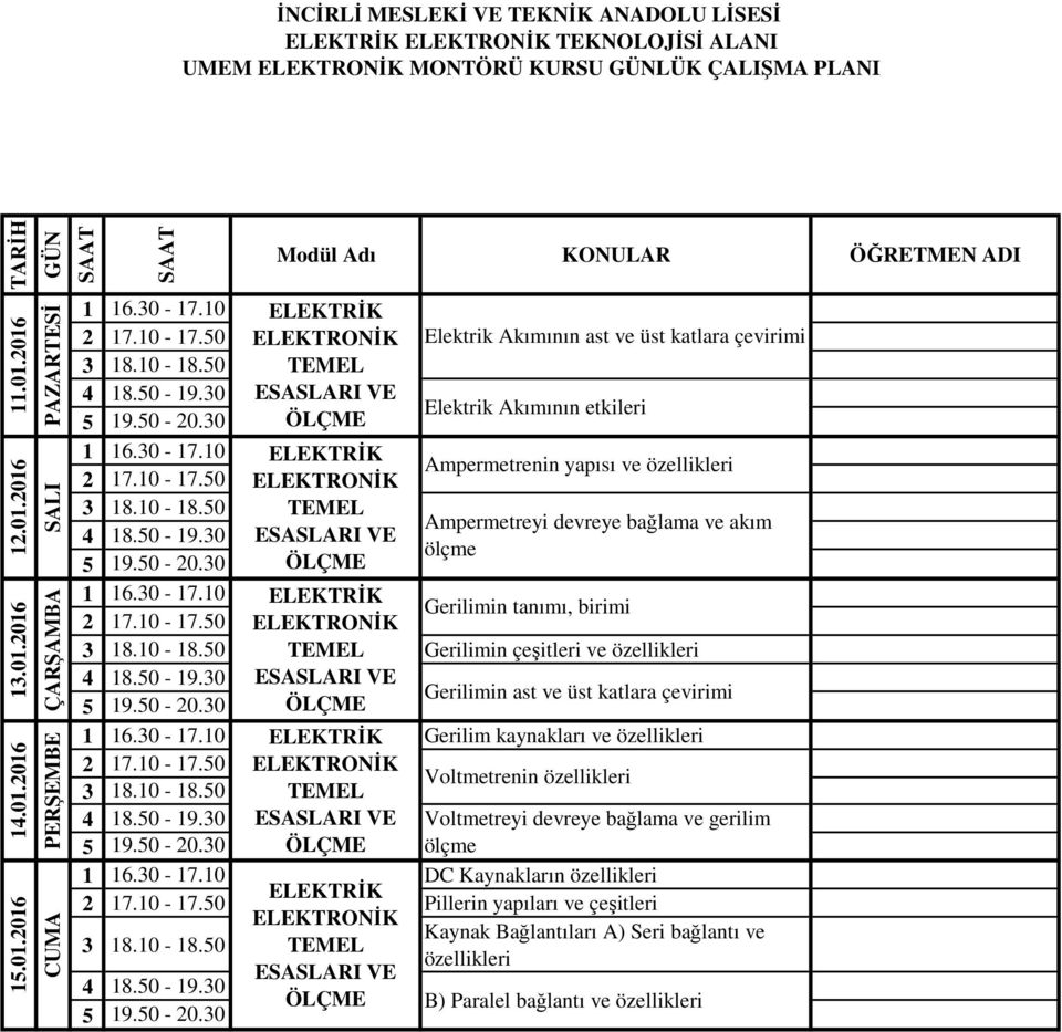 50 ÖLÇME ELEKTRONİK Elektrik Akımının etkileri Ampermetrenin yapısı ve özellikleri TEMEL Ampermetreyi devreye bağlama ve akım ESASLARI VE ölçme ÖLÇME ELEKTRİK ELEKTRONİK Gerilimin tanımı, birimi