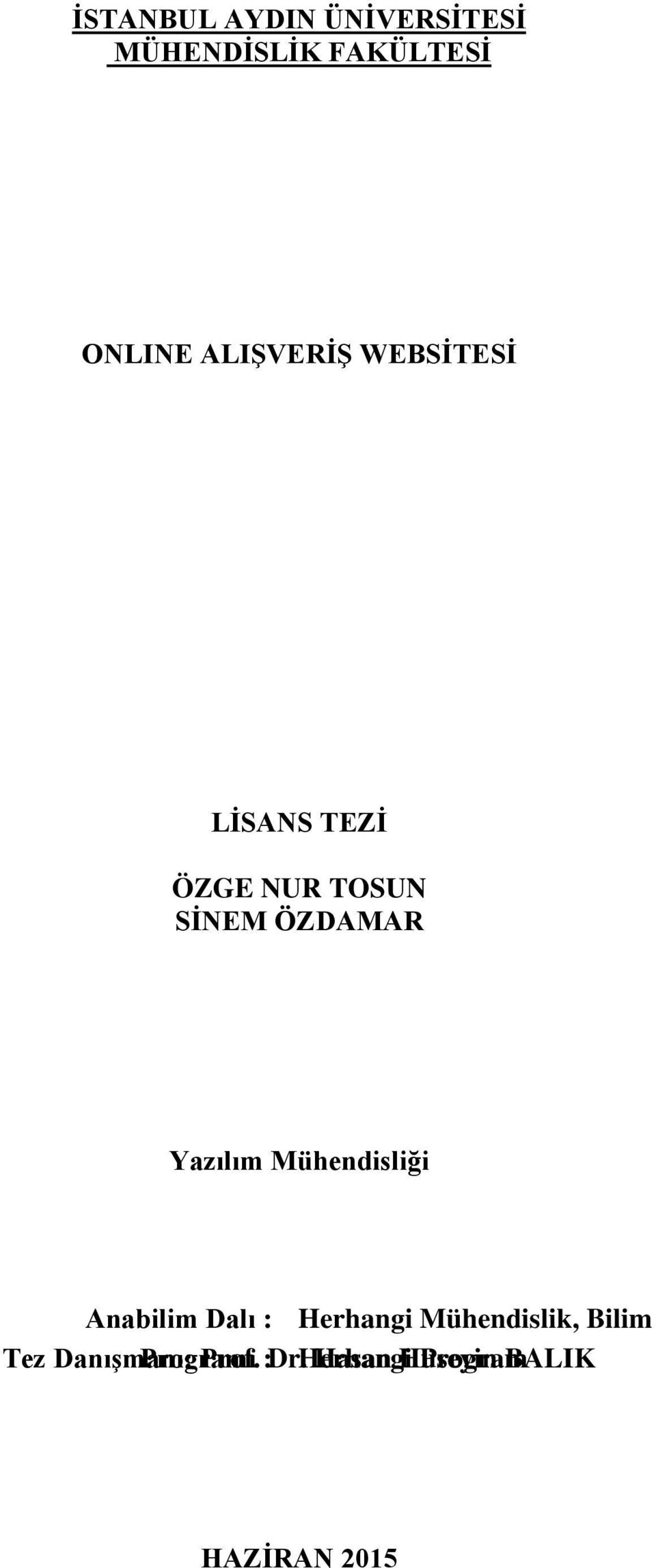 Mühendisliği Anabilim Dalı : Herhangi Mühendislik, Bilim Tez