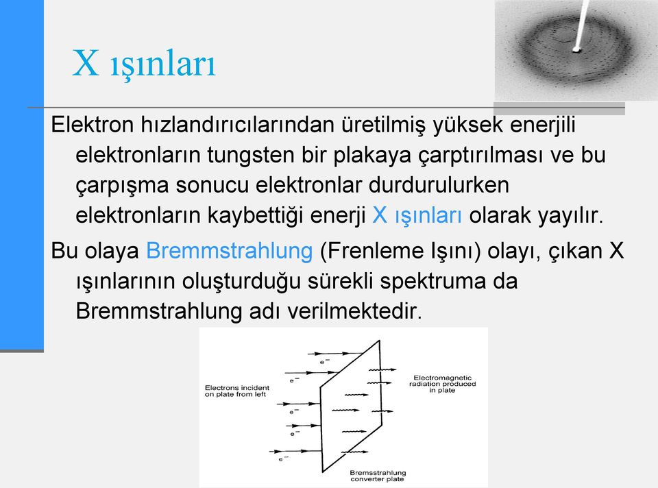 kaybettiği enerji X ışınları olarak yayılır.