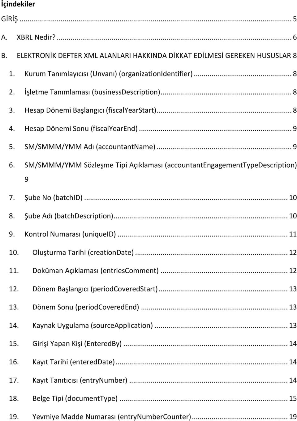 SM/SMMM/YMM Sözleşme Tipi sı (accountantengagementtypedescription) 9 7. Şube No (batchid)... 10 8. Şube Adı (batchdescription)... 10 9. Kontrol Numarası (uniqueid)... 11 10.