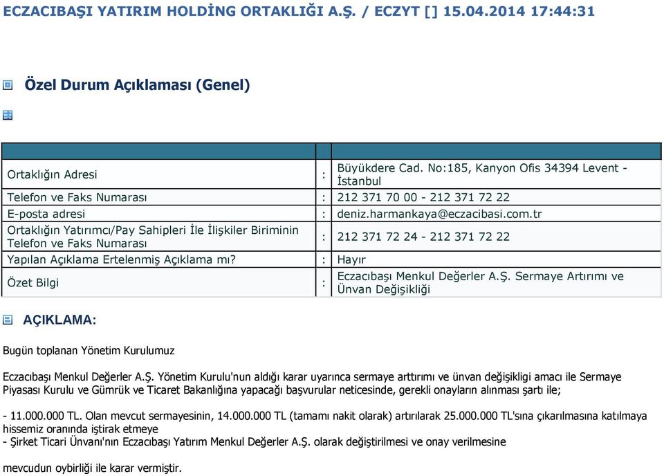 tr 212 371 72 24-212 371 72 22 Eczacıbaşı Menkul Değerler A.Ş.