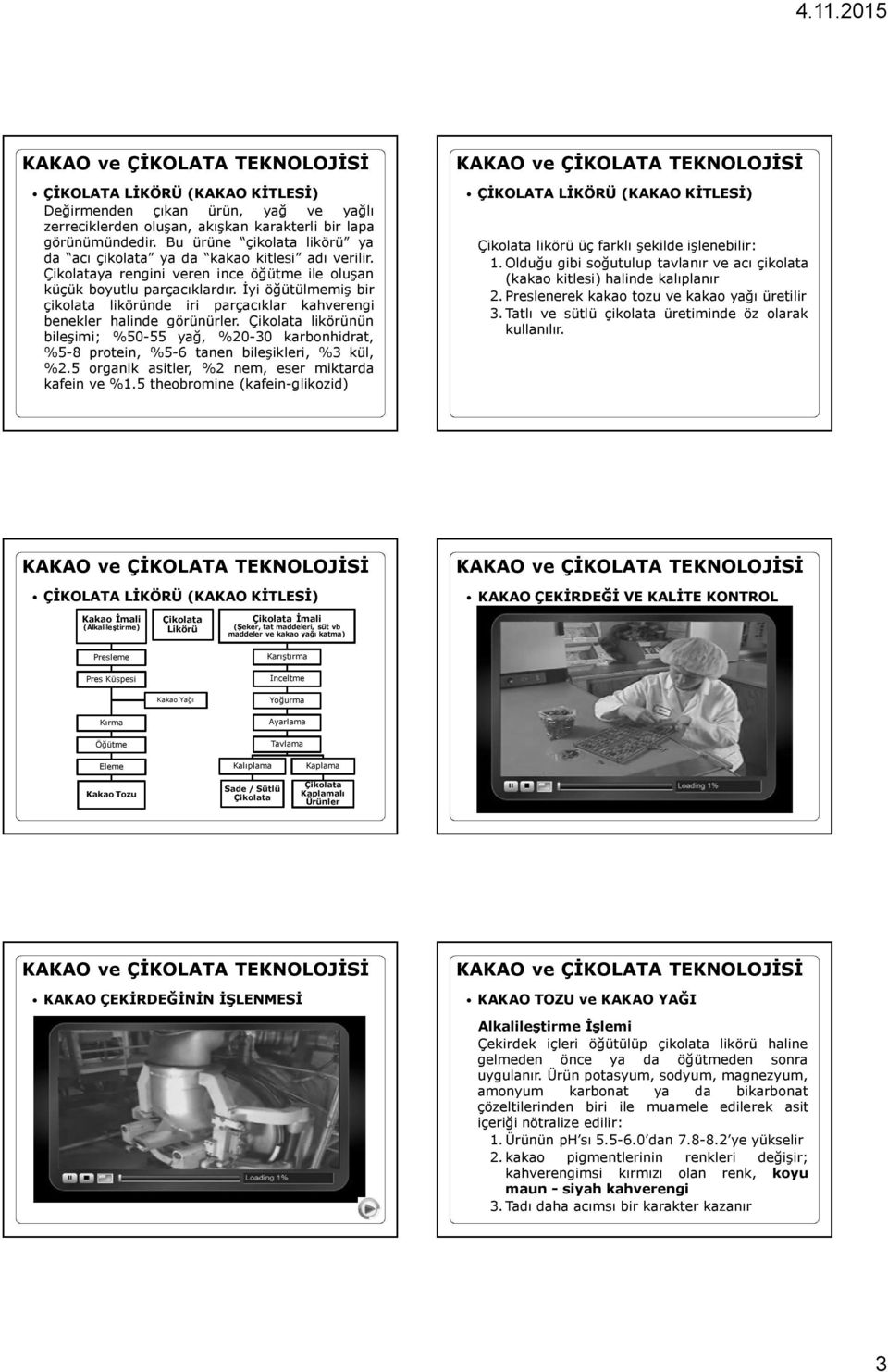 İyi öğütülmemiş bir çikolata liköründe iri parçacıklar kahverengi benekler halinde görünürler.