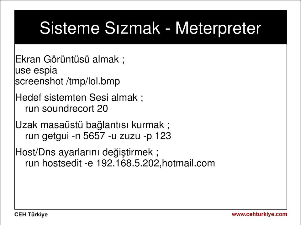 bmp Hedef sistemten Sesi almak ; run soundrecort 20 Uzak masaüstü