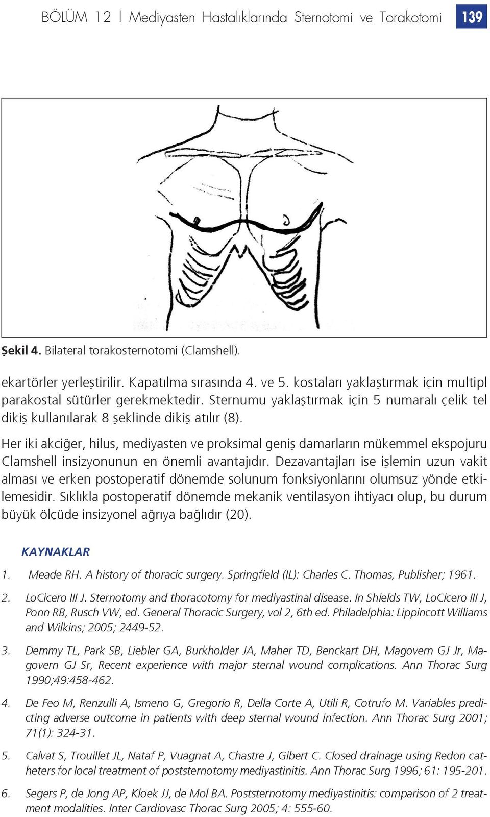 Her iki akciğer, hilus, mediyasten ve proksimal geniş damarların mükemmel ekspojuru Clamshell insizyonunun en önemli avantajıdır.