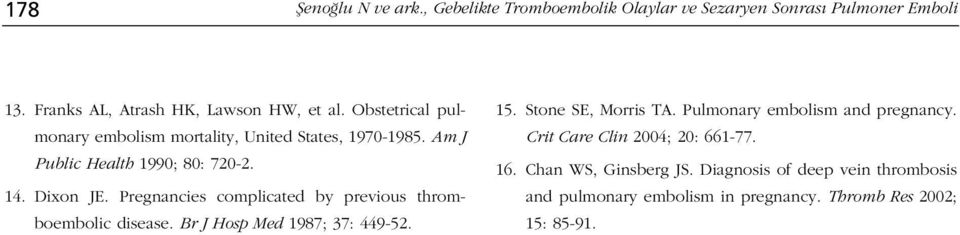 Pregnancies complicated by previous thromboembolic disease. Br J Hosp Med 1987; 37: 449-52. 15. Stone SE, Morris TA.