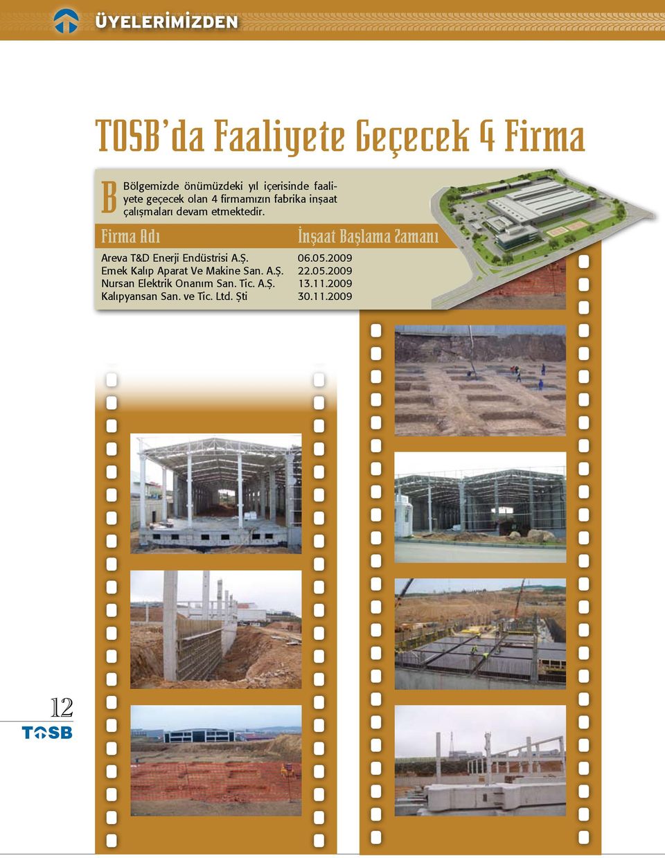 Firma Adı Areva &D Enerji Endüstrisi A.Ş. 06.05.2009 Emek Kalıp Aparat Ve Makine San. A.Ş. 22.