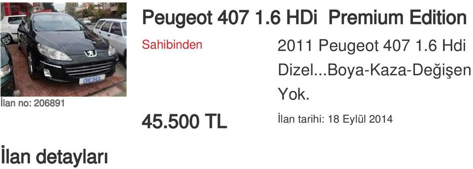 Peugeot 407 1.6 Hdi Dizel.