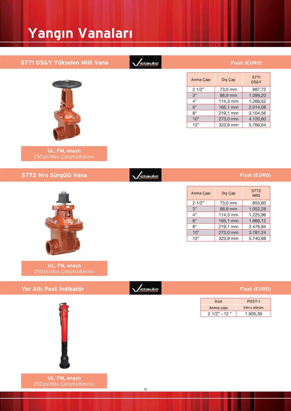 ÇalışmaBasıncı S772 Nrs Sürgülü Vana Anma Çapı Dış Çap S772 NRS 2 1/2 73,0 mm 855,60 3 88,9 mm 1.052,28 4 114,3 mm 1.225,96 6 165,1 mm 1.