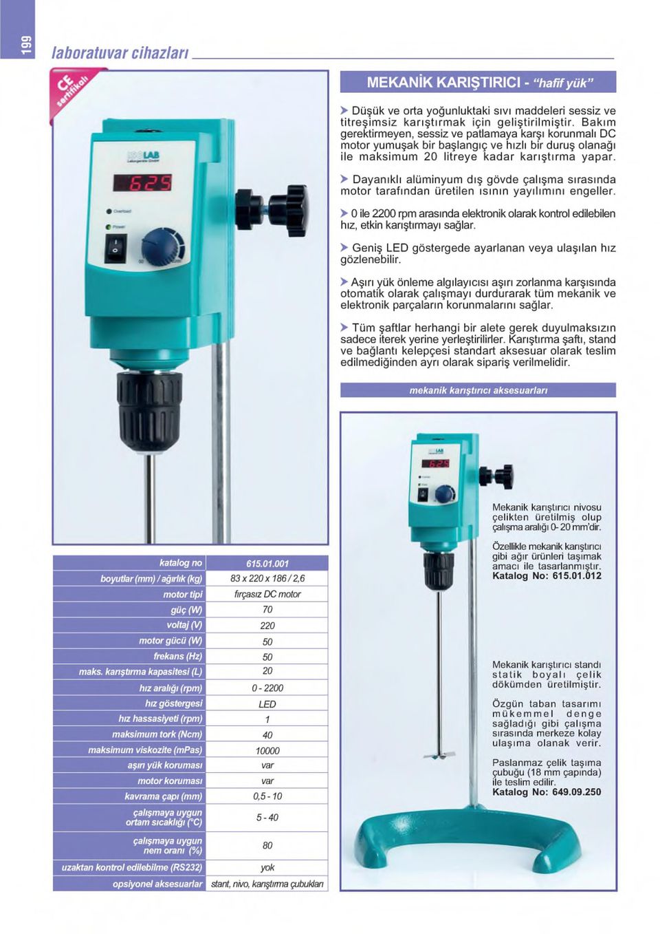 > Dayanıklı alüminyum dış gövde çalışma sırasında motor tarafından üretilen ısının yayılımını engeller. > 0 ile 2200 rpm arasında elektronik olarak kontrol edilebilen hız, etkin karıştırmayı sağlar.