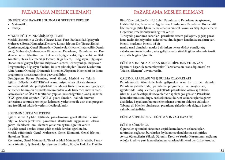 Hizmetler (Demiryolu),İşletme,İşletmecilik(Demir yolu), Muhasebe,Muhasebe ve Finansman, Pazarlama, Pazarlama ve Parakende, satış Yönetimi ve Reklamcılık,Sigortacılık, Sigortacılık ve Risk Yönetimi,