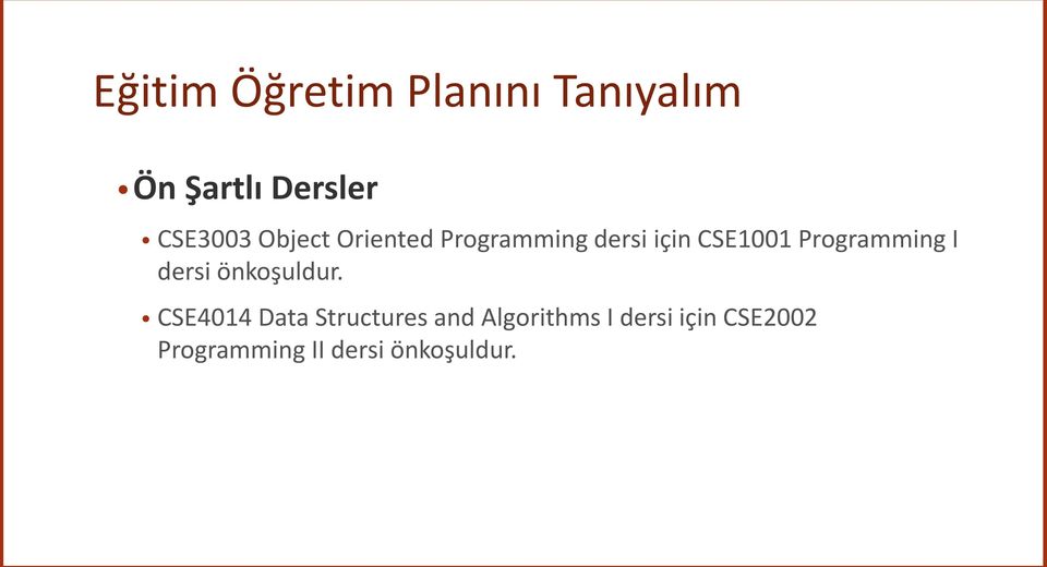 Programming I dersi önkoşuldur.