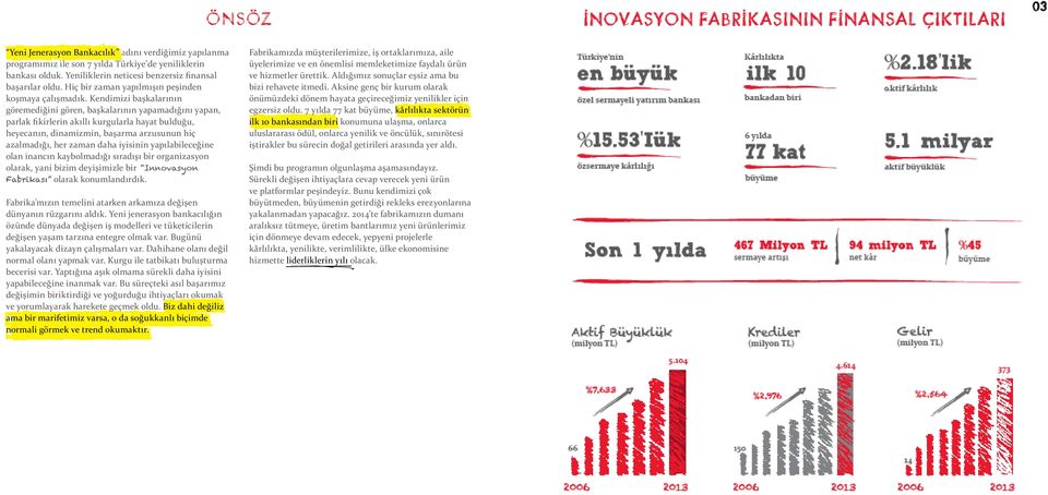 Kendimizi başkalarının göremediğini gören, başkalarının yapamadığını yapan, parlak fikirlerin akıllı kurgularla hayat bulduğu, heyecanın, dinamizmin, başarma arzusunun hiç azalmadığı, her zaman daha