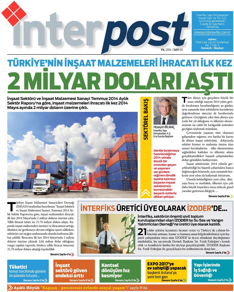 inşaat malzemeleri ihracatı ilk kez 04 Mayıs ayında milyar doların üzerine çıktı.