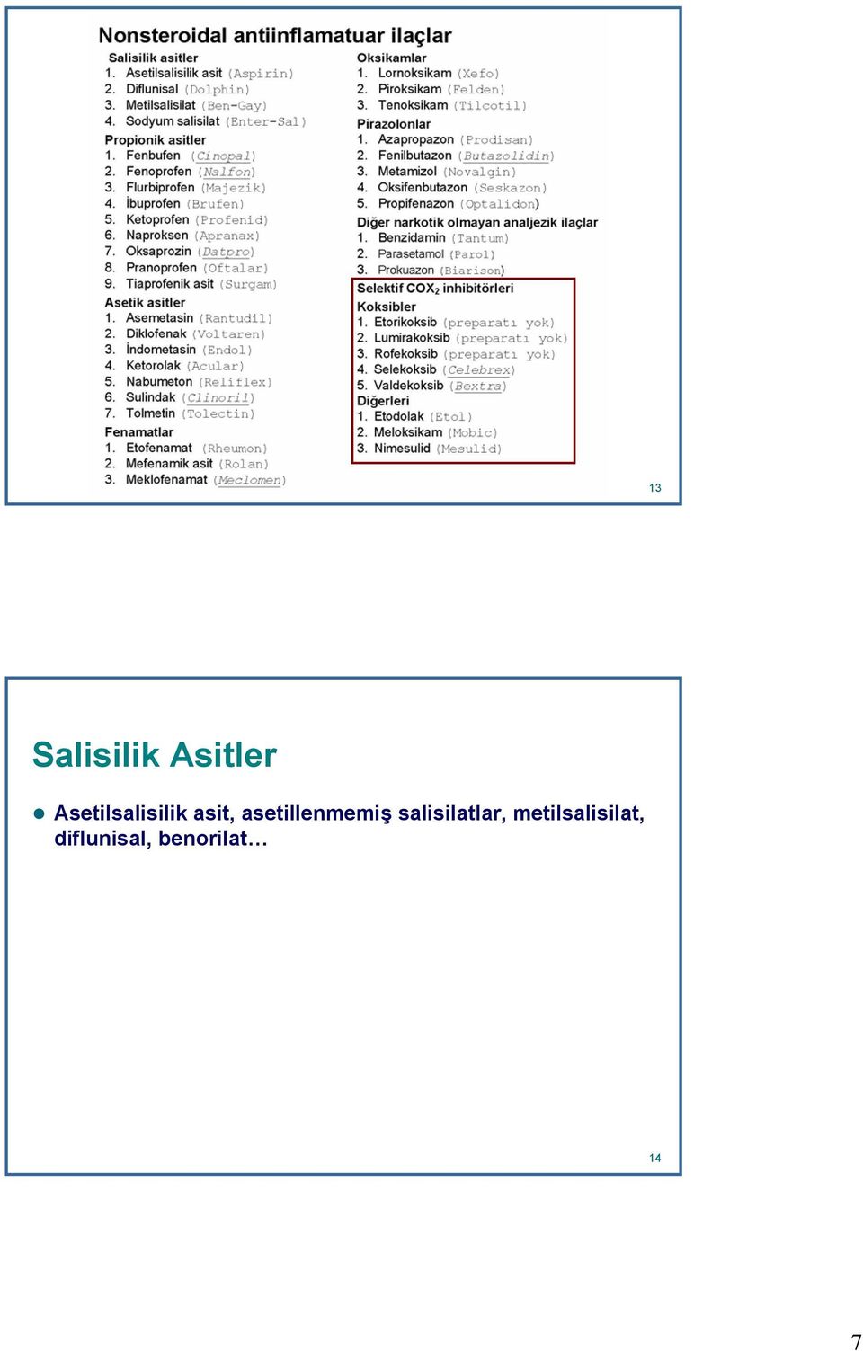 asetillenmemiş salisilatlar,