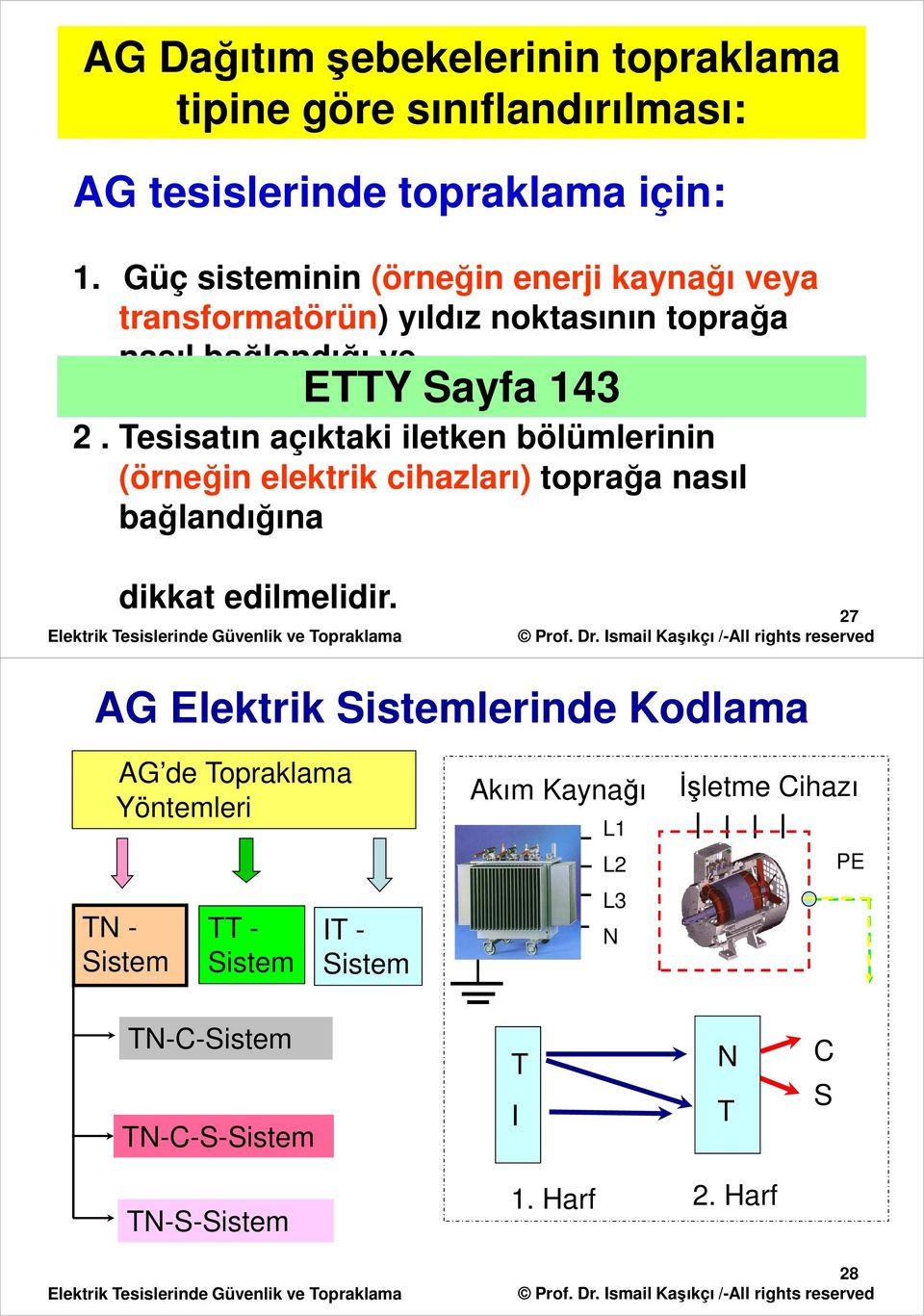 Tesisatın açıktaki iletken bölümlerinin (örneğin elektrik cihazları) toprağa nasıl bağlandığına dikkat edilmelidir.