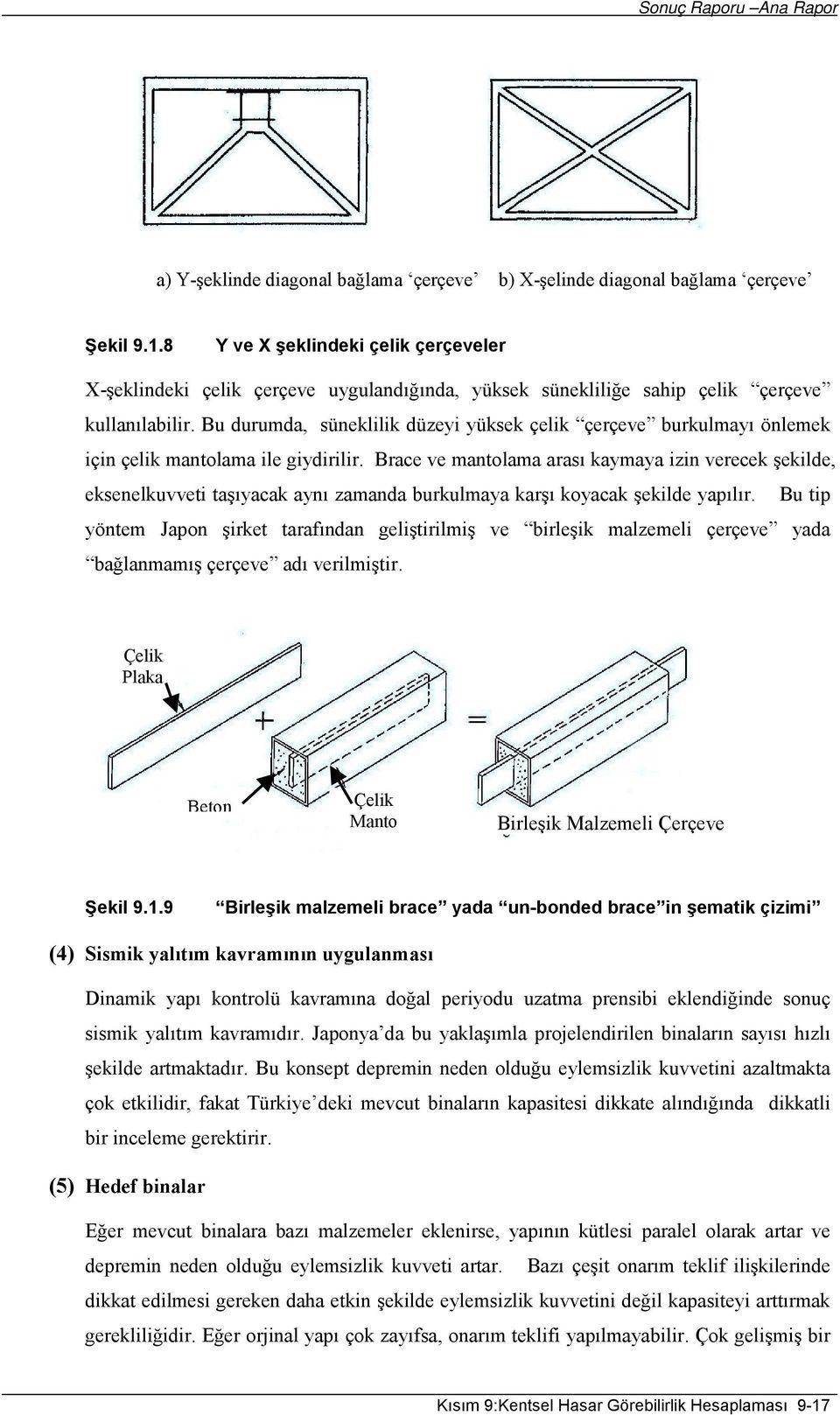 Bu durumda, süneklilik düzeyi yüksek çelik çerçeve burkulmayı önlemek için çelik mantolama ile giydirilir.