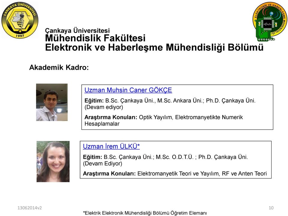 (Devam ediyor) Araştırma Konuları: Optik Yayılım, Elektromanyetikte Numerik Hesaplamalar Uzman İrem ÜLKÜ*