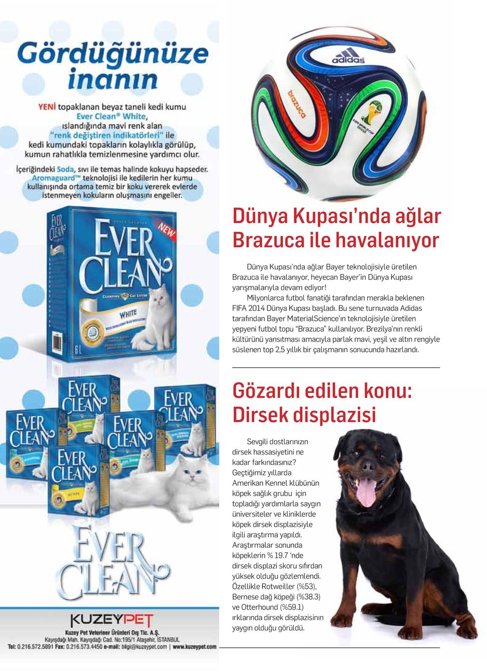 Bu sene turnuvada Adidas tarafından Bayer MaterialScience ın teknolojisiyle üretilen yepyeni futbol topu Brazuca kullanılıyor.