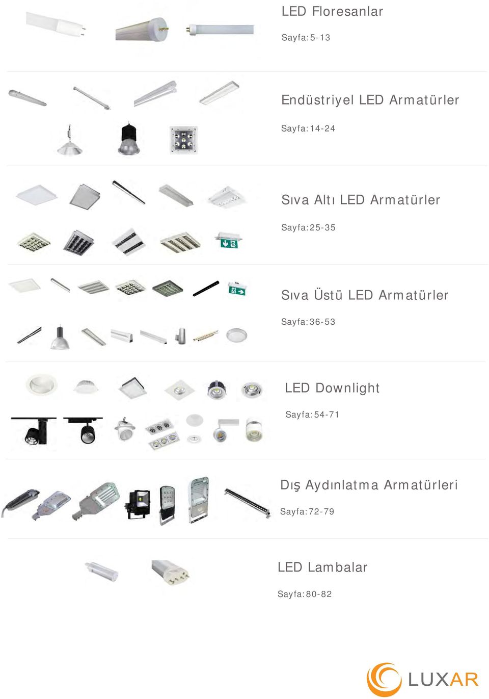 Üstü LED Armatürler Sayfa:36-53 LED Downlight Sayfa:54-71