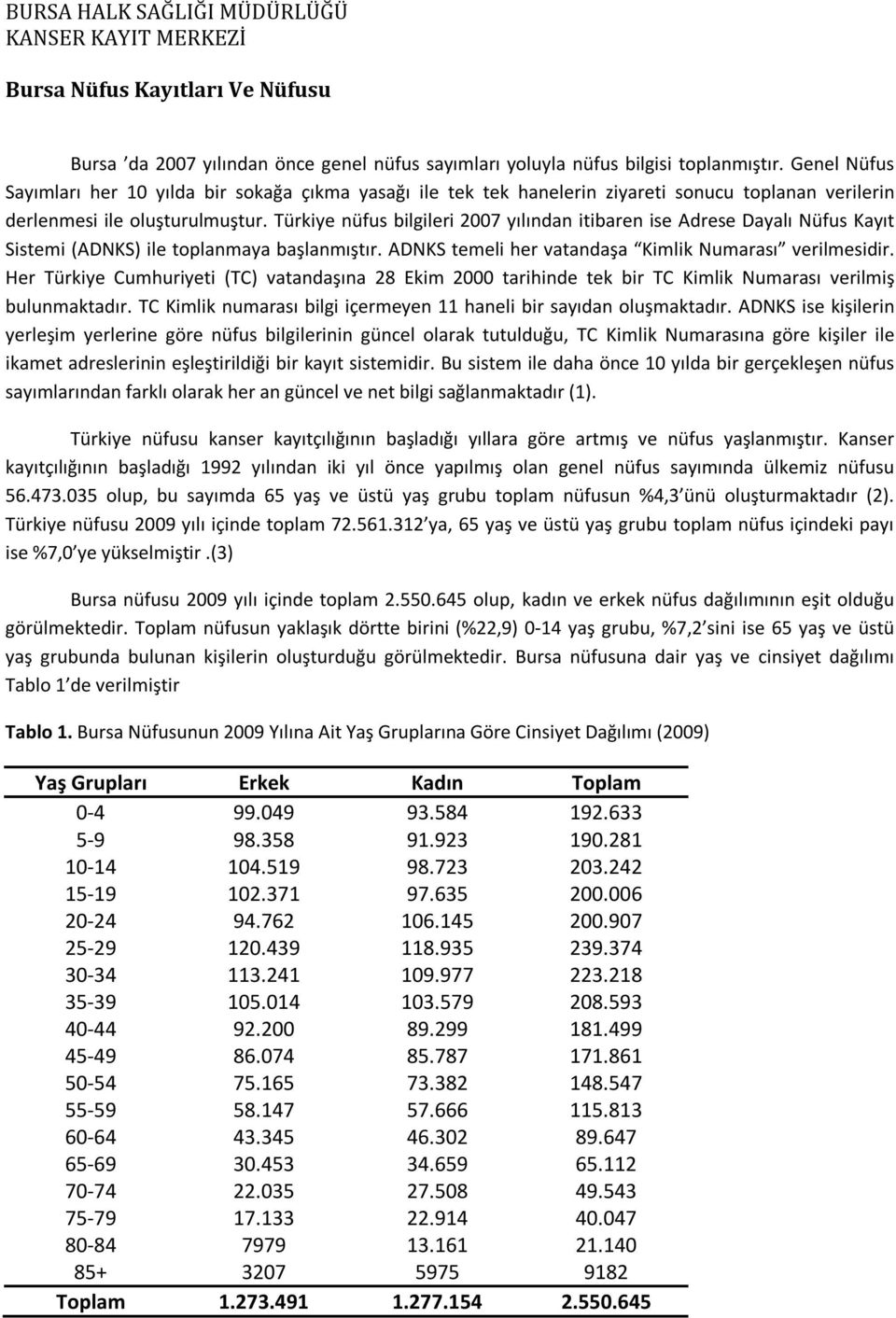 Türkiye nüfus bilgileri 2007 yılından itibaren ise Adrese Dayalı Nüfus Kayıt Sistemi (ADNKS) ile toplanmaya başlanmıştır. ADNKS temeli her vatandaşa Kimlik Numarası verilmesidir.