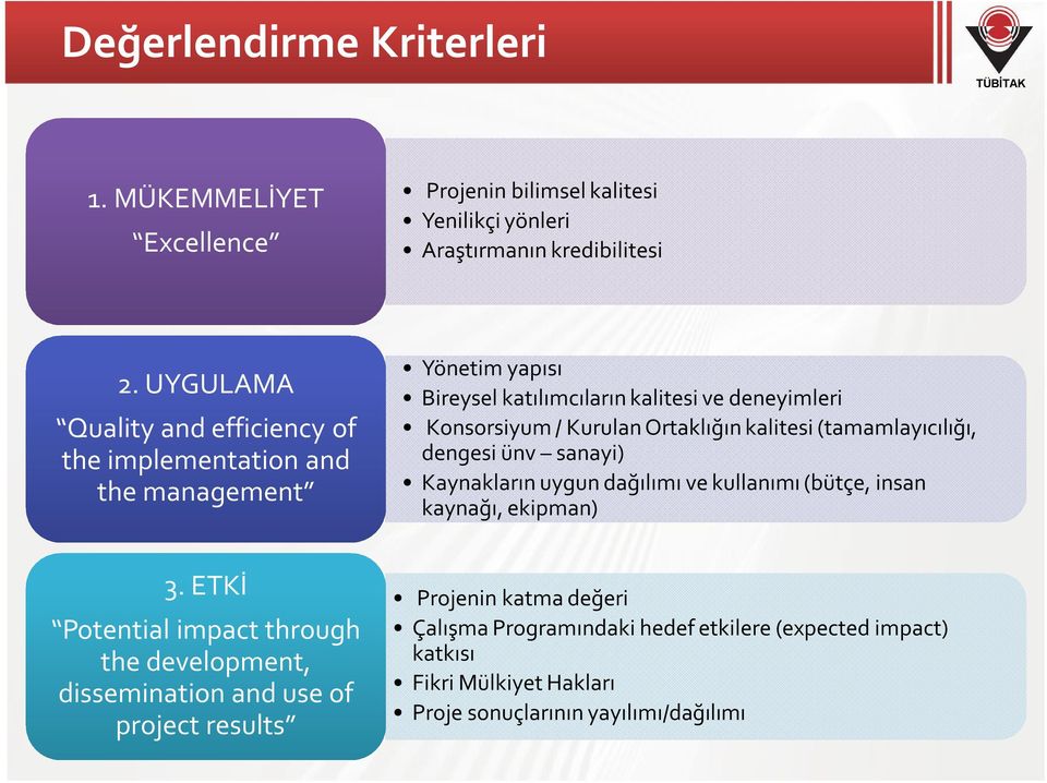 Ortaklığın kalitesi (tamamlayıcılığı, dengesi ünv sanayi) Kaynakların uygun dağılımı ve kullanımı (bütçe, insan kaynağı, ekipman) 3.