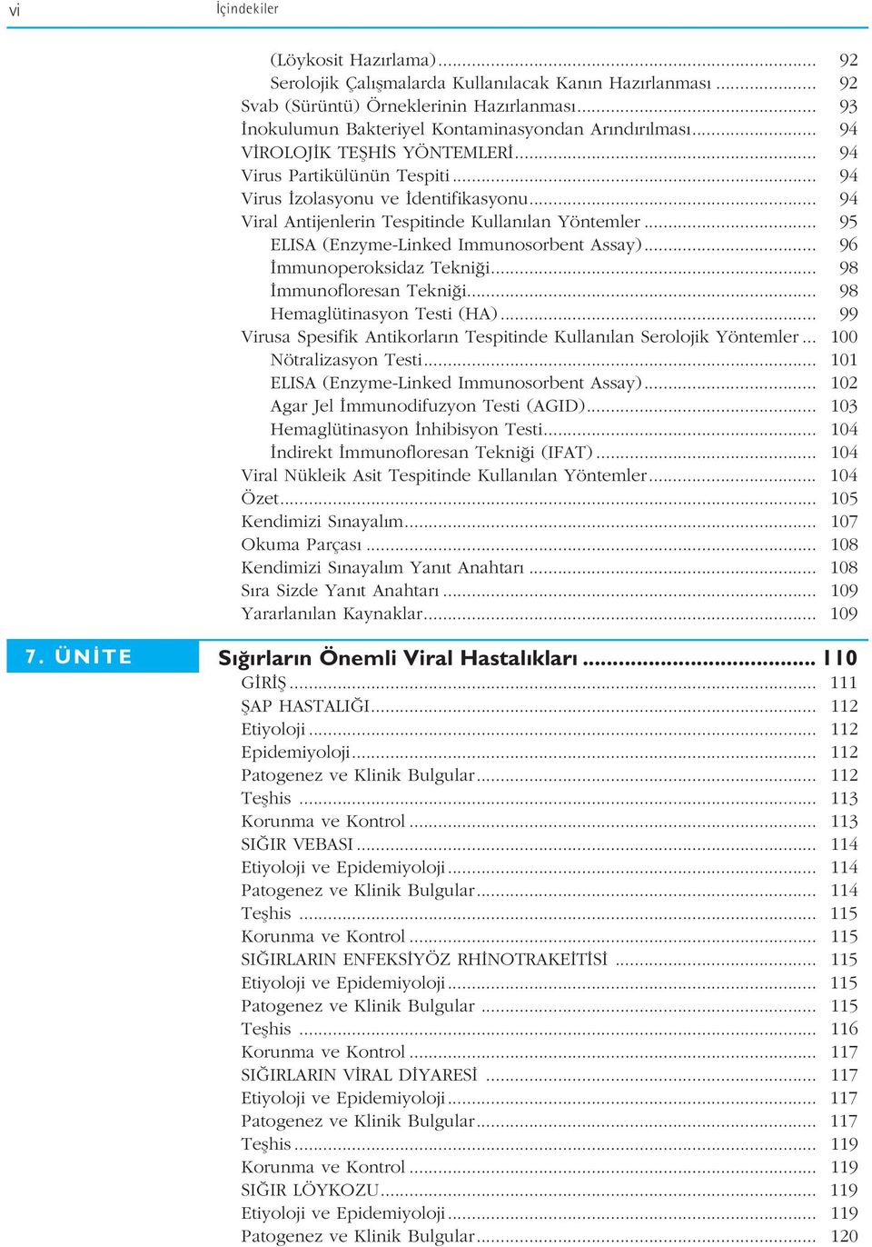 .. 95 ELISA (Enzyme-Linked Immunosorbent Assay)... 96 mmunoperoksidaz Tekni i... 98 mmunofloresan Tekni i... 98 Hemaglütinasyon Testi (HA).