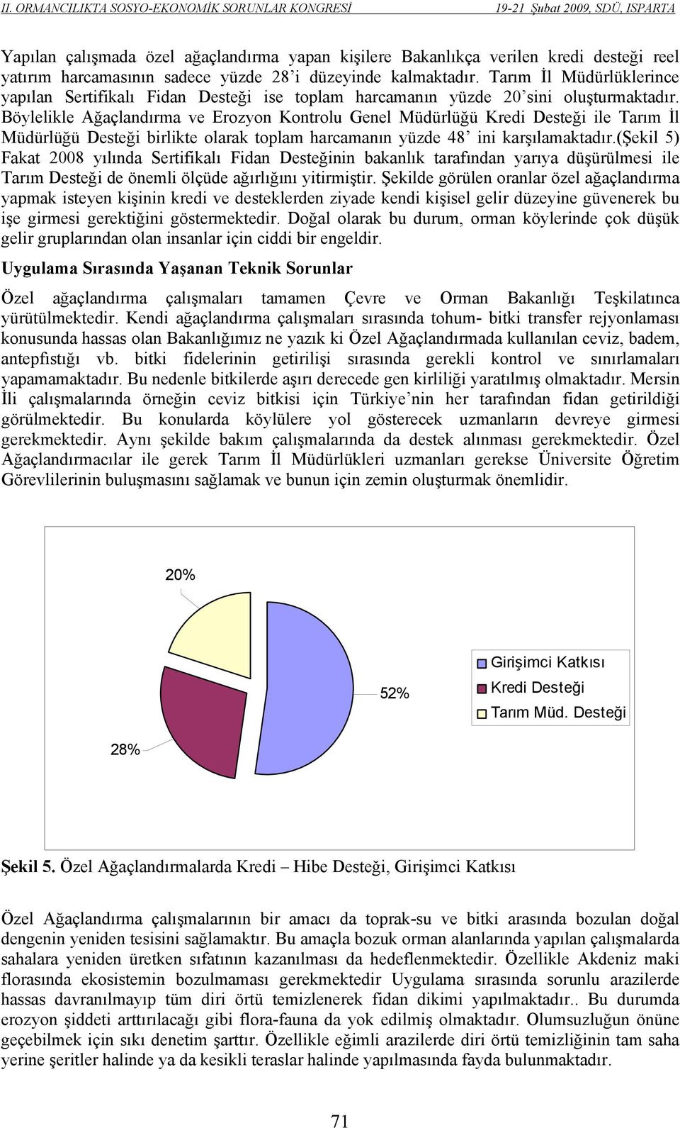 Böylelikle Ağaçlandırma ve Erozyon Kontrolu Genel Müdürlüğü Kredi Desteği ile Tarım İl Müdürlüğü Desteği birlikte olarak toplam harcamanın yüzde 48 ini karşılamaktadır.