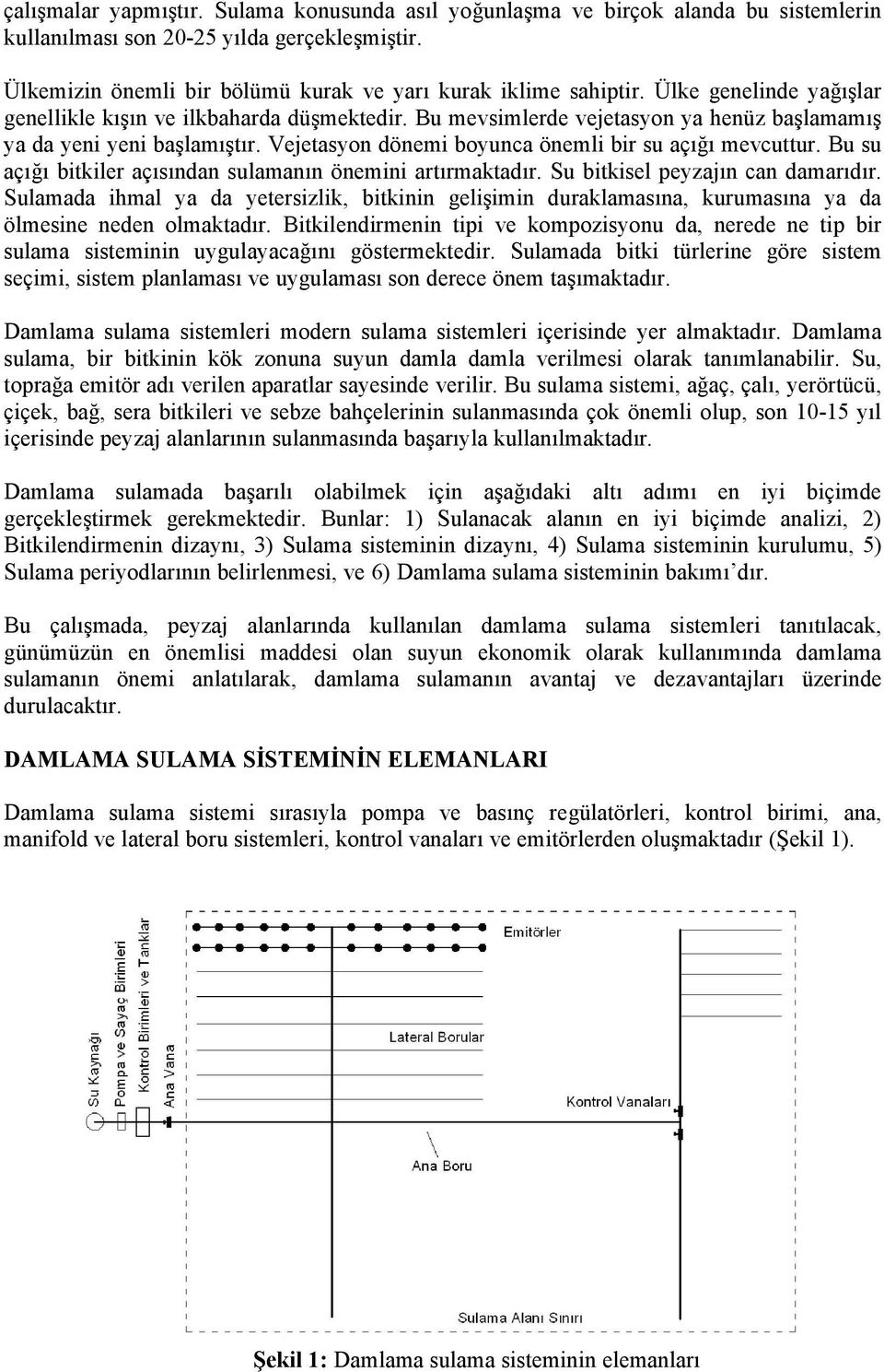 Bu su açığı bitkiler açısından sulamanın önemini artırmaktadır. Su bitkisel peyzajın can damarıdır.