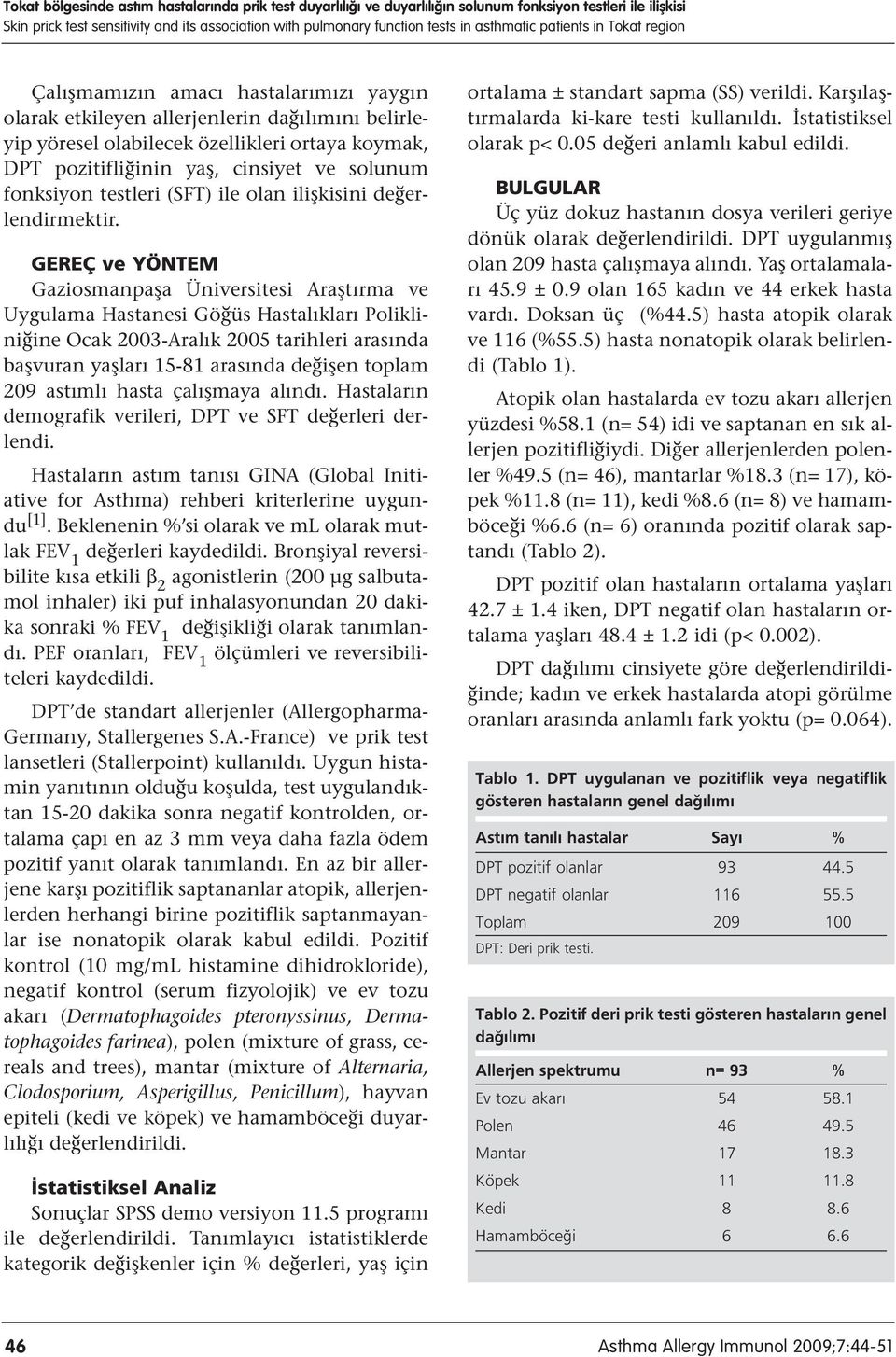 cinsiyet ve solunum fonksiyon testleri (SFT) ile olan ilişkisini değerlendirmektir.