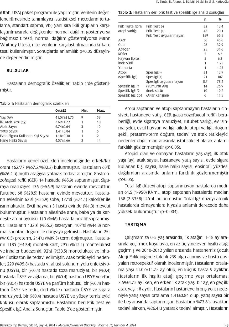 ) yanı sıra ikili grupların karşılaştırılmasında değişkenler normal dağılım gösteriyorsa bağımsız t testi, normal dağılım göstermiyorsa Mann Whitney U testi, nitel verilerin karşılaştırılmasında