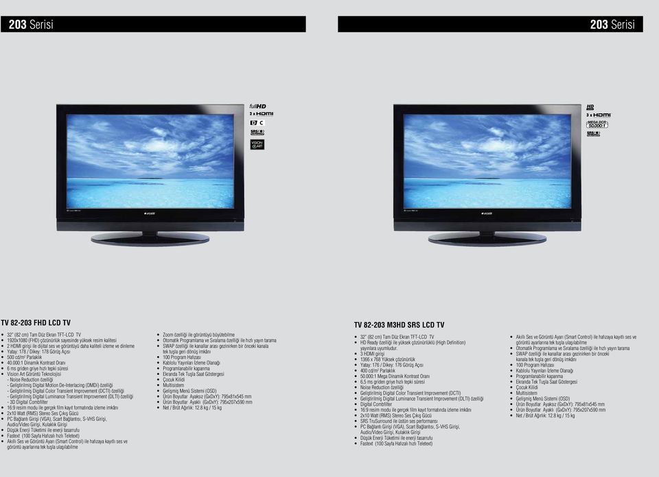 000:1 Dinamik Kontrast Oranı 6 ms griden griye hızlı tepki süresi Vision Art Görüntü Teknolojisi - Noise Reduction özelliği - Geliştirilmiş Digital Motion De-Interlacing (DMDi) özelliği -