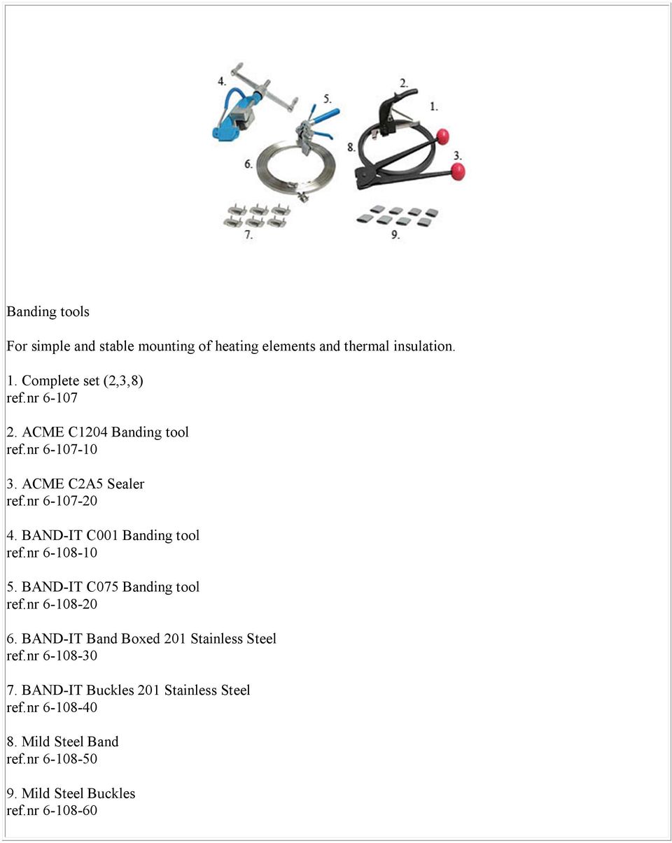 BAND-IT C001 Banding tool ref.nr 6-108-10 5. BAND-IT C075 Banding tool ref.nr 6-108-20 6.